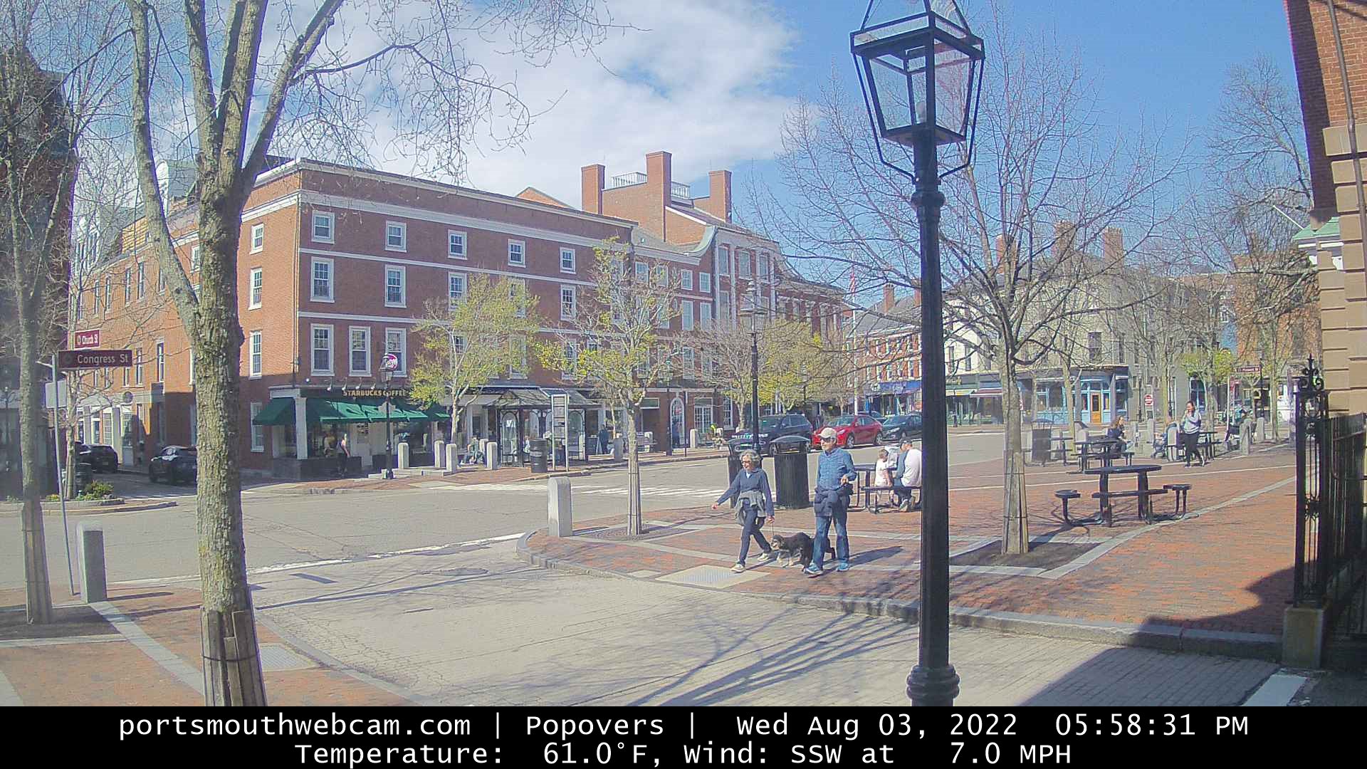 USA Portsmouth Pedestrians and traffic in Market Square live camera